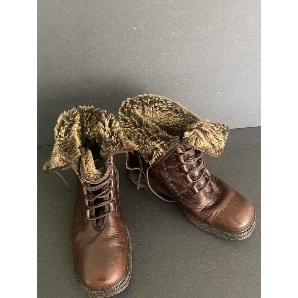Eric Michael Brown Leather Ankle Faux Fur Casual Boots Women's EUR 38 US 8